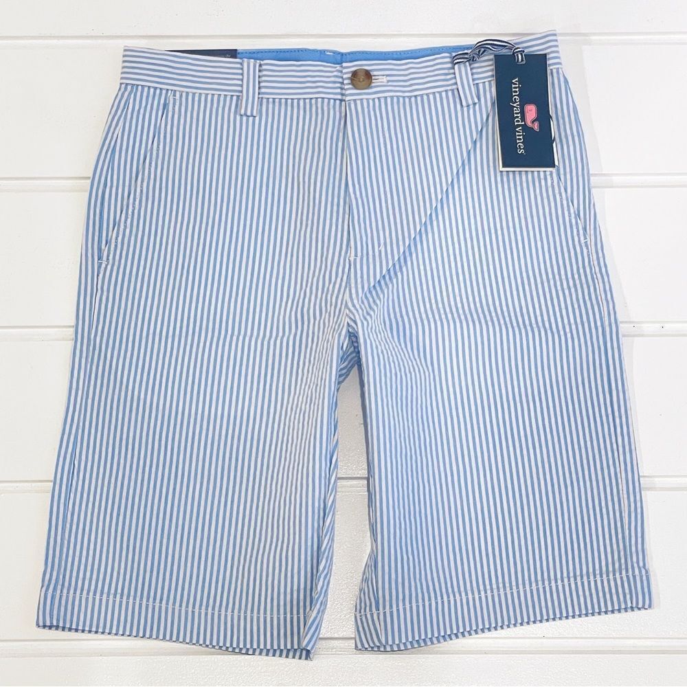 Vineyard Vines Boys' Stretch Seersucker Breaker Shorts  Ocean Breeze New W Tags